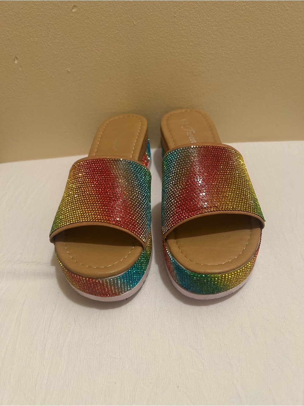 Rainbow Crystal Slide Sandals